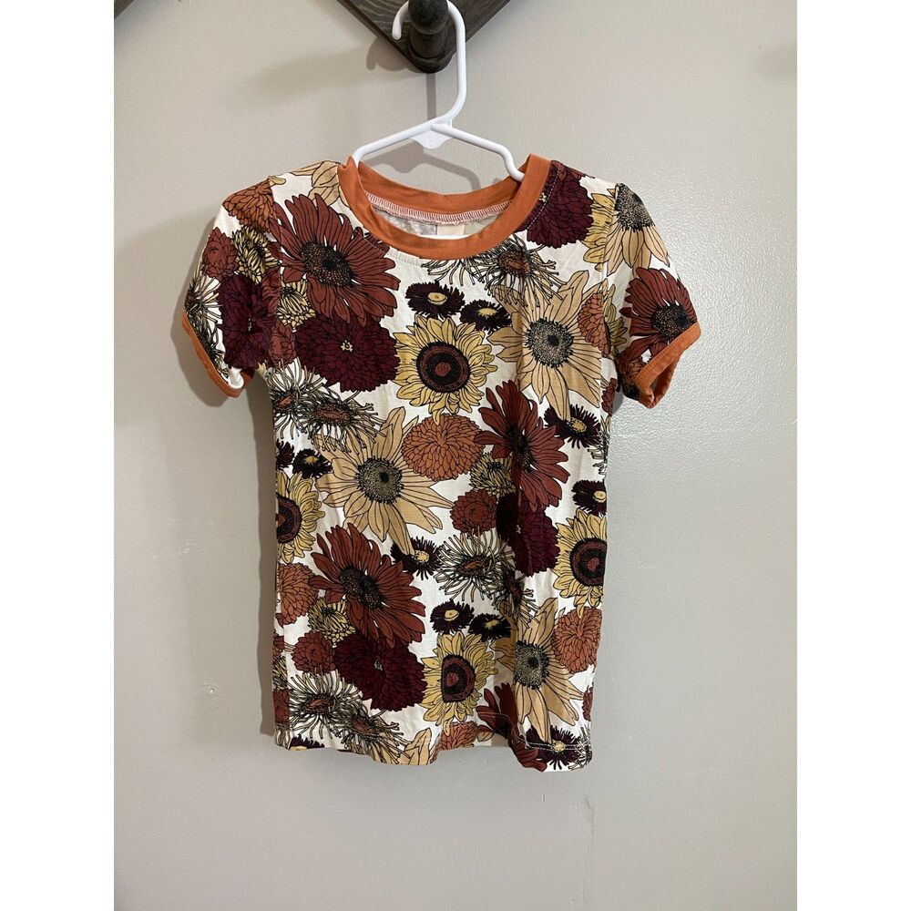 Kate Quinn 4T Bamboo Harvest Sunflower Top | Short Sleeve Ringer Tee Neutral